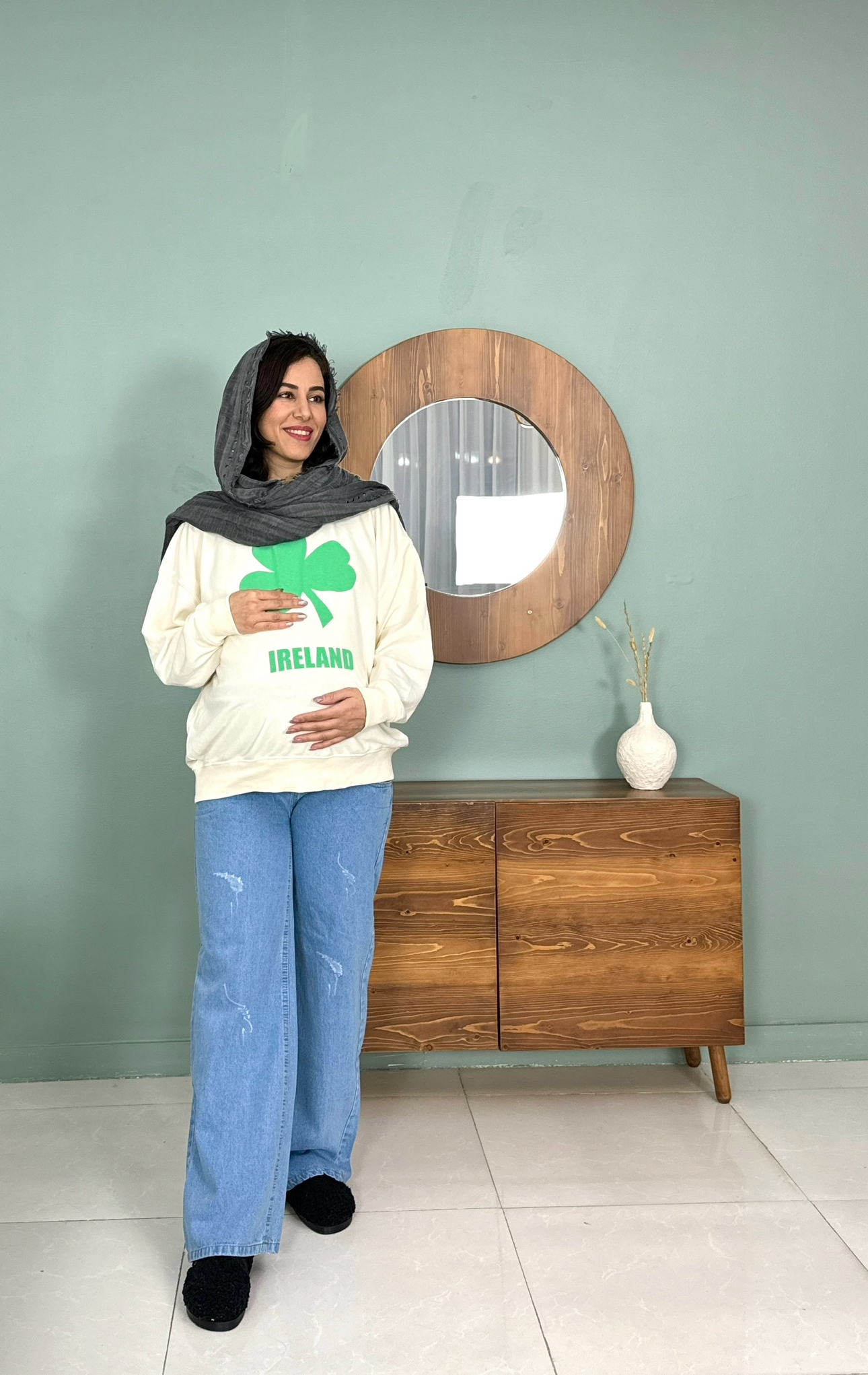 شلوار بارداری جین واید